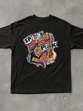 Spider Punk Graphic T-Shirt, Spider Verse Punk Hero Tee, Comic Book Streetwear
